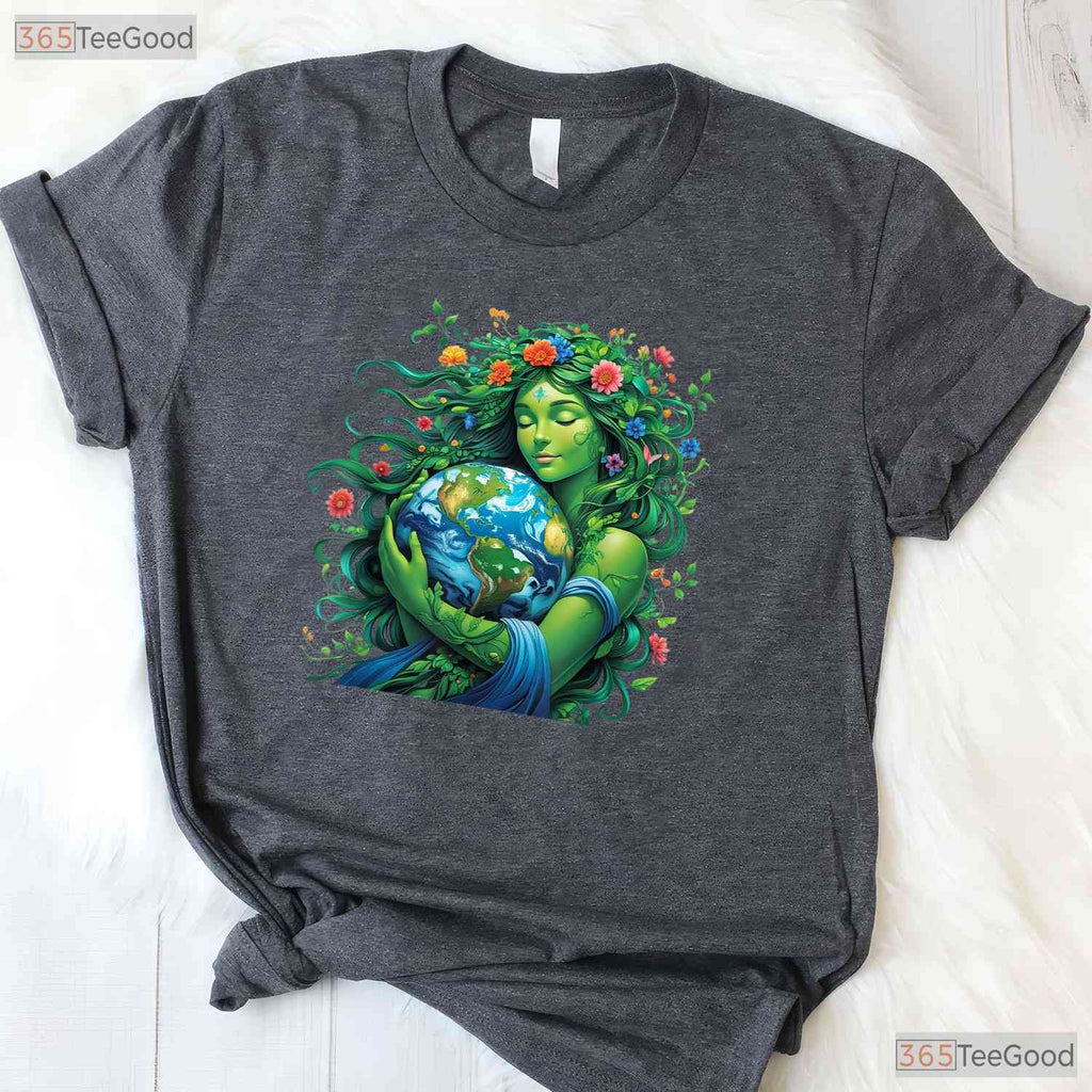 Green Mother Nature Earth Day T-Shirt Earth Mother Planet Nature Goddess Graphic