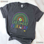 Pretty Earth Day Every Day T-Shirt Rainbow With Trees Cute Nature Lover Graphic Tee