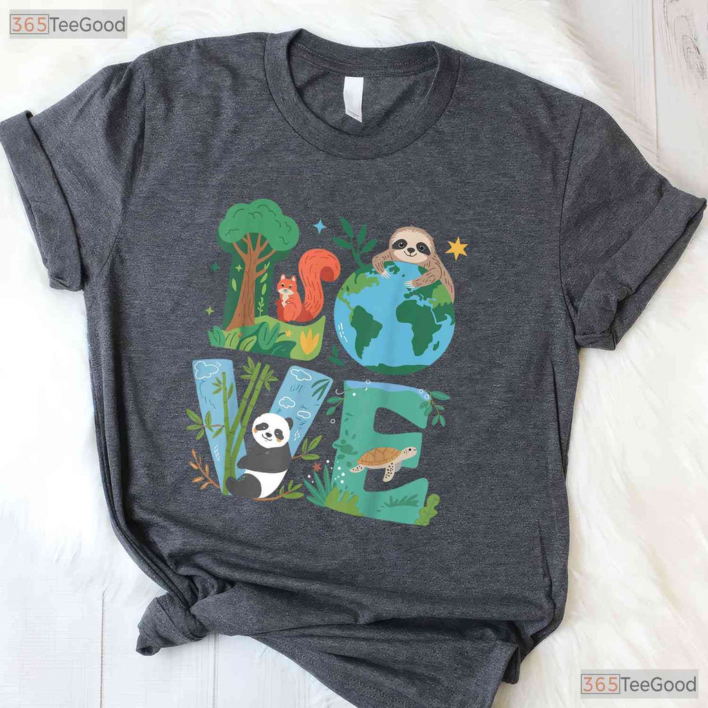 Love Earth Day Planet 2026 Anniversary T-Shirt Environmental Animals Awareness Tee