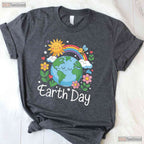Earth Day Shirt Kids And Women Planet Smile T-Shirt Happy World Eco Friendly Gift