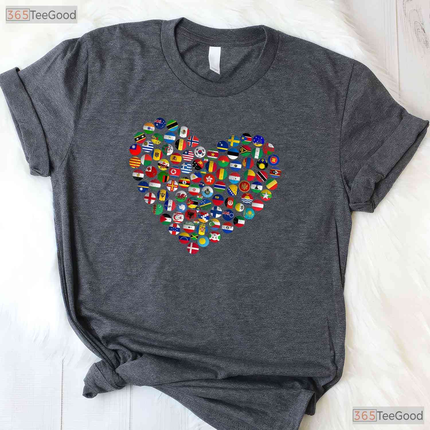 United World Flags Earth Day T-Shirt International Peace Unity Planet Gift