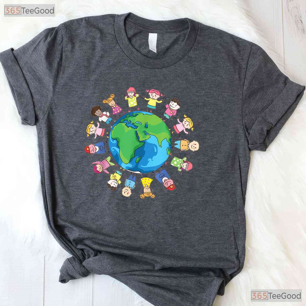Happy Earth Day Children Around The World T-Shirt Save Planet Global Unity