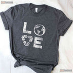 Love Earth Day 90s Vintage T-Shirt Recycle Symbol Teacher Student Gift Tee