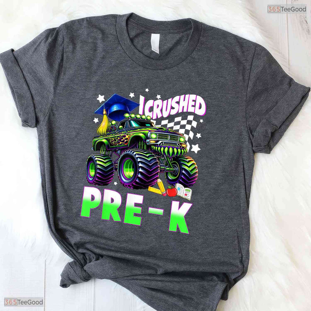 Awesome I Crushed Pre-K Monster Truck Graduation Boys Kids Party T-Shirt