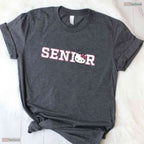 Cute Kawaii Cat Senior Collegiate Lettering Animal Head Graduation T-Shirt