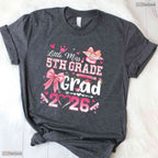 Cute Little Miss 5th Grade Grad 2026 Girls Kids Graduation Ceremony T-Shirt