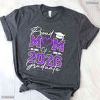 Awesome Proud Mom Of A 2026 Graduate Senior 2026 Purple Gold Vibes T-Shirt