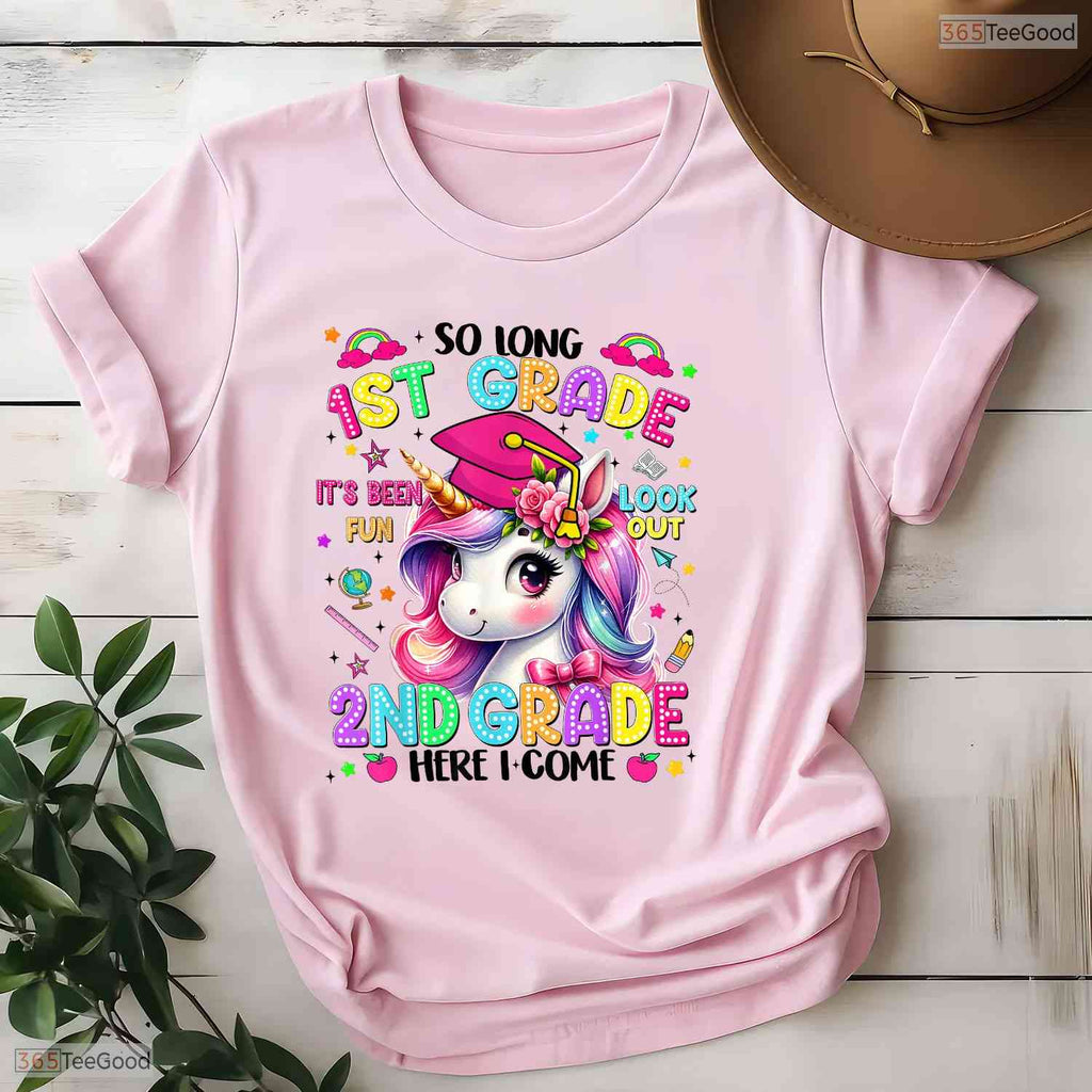Cute So Long 1st Grade 2nd Grade Here I Come Girls Graduation Celebration T-Shirt