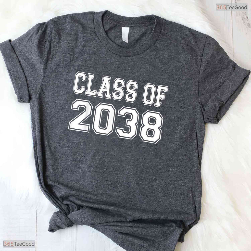 Awesome Class Of 2038 Grow With Me Handprint Photo Graduation Kids T-Shirt