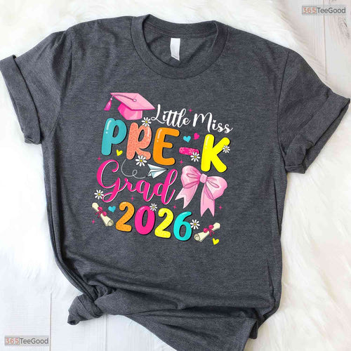 Adorable Little Miss Pre-K Grad 2026 Preschool Graduation Girls T-Shirt