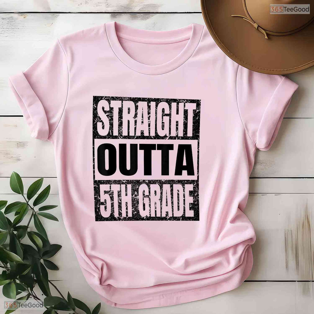 Retro Straight Out Of 5th Grade Graduation Gifts Grad Class 2026 Boy T-Shirt