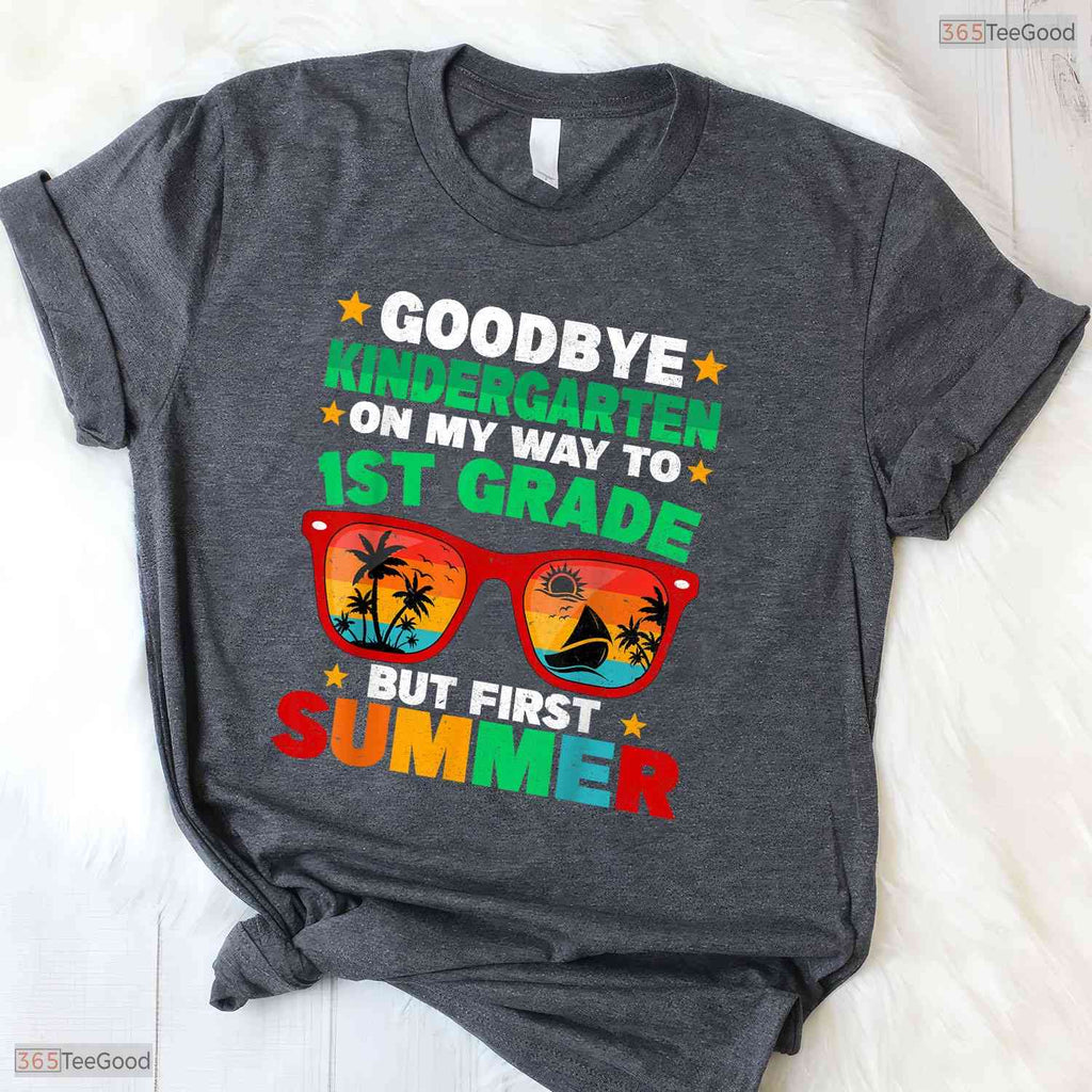 Hello Summer Goodbye Kindergarten First Summer Graduation Last Day Boys Shirt