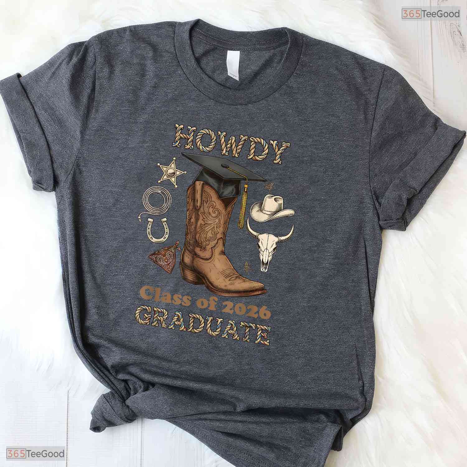 Country Howdy Class Of 2026 Graduate Western Cowboy Boot Graduation Party T-Shirt