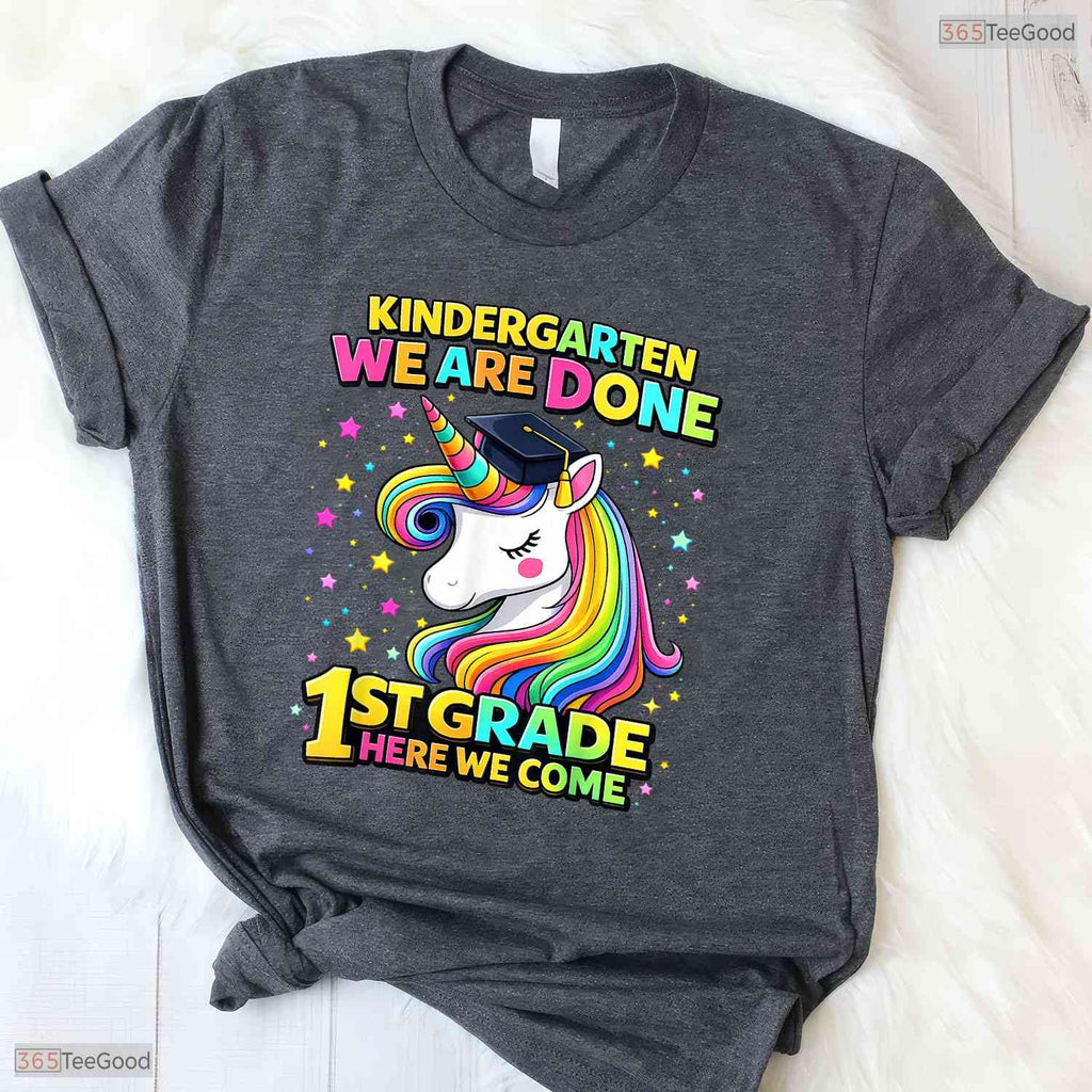 Magical Cute Unicorn Kindergarten Graduation First Grade Ready Girls Party T-Shirt