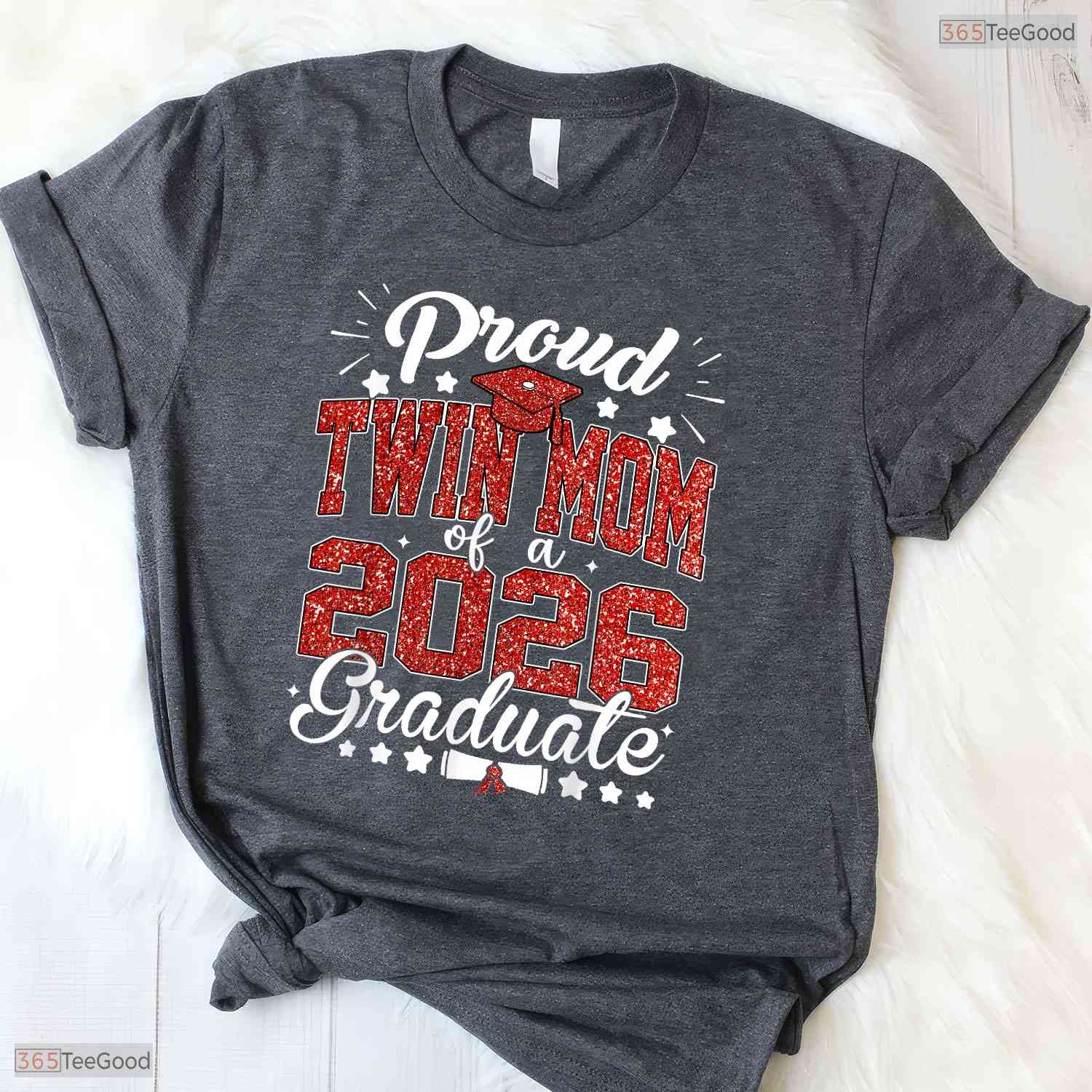 Awesome Proud Twin Mom Of A Class Of 2026 Graduate Senior Grad Family Party T-Shirt