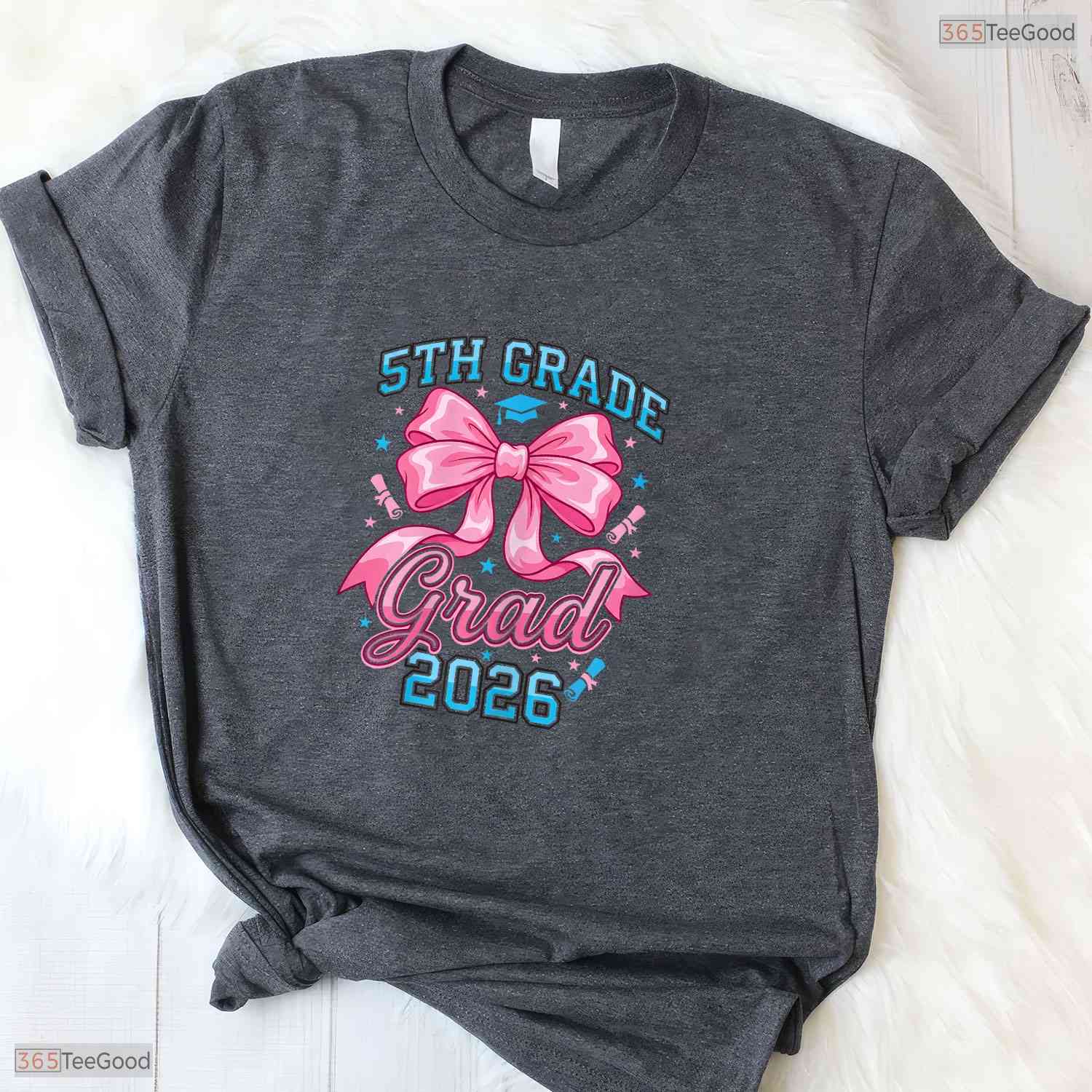 Cute Pink Coquette Bow 5th Grade Graduation 2026 Elementary School Girls T-Shirt