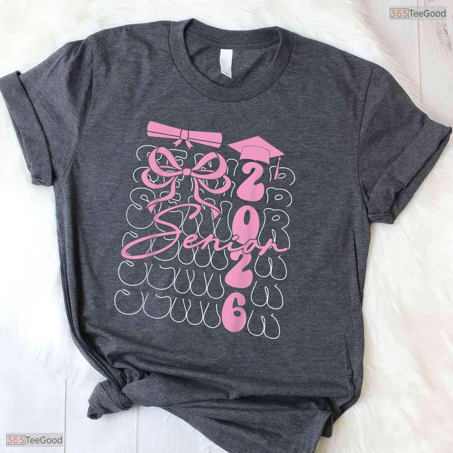 Trendy Coquette Bow Senior 2026 Class Of 2026 Graduation Apparel For Girls Shirt