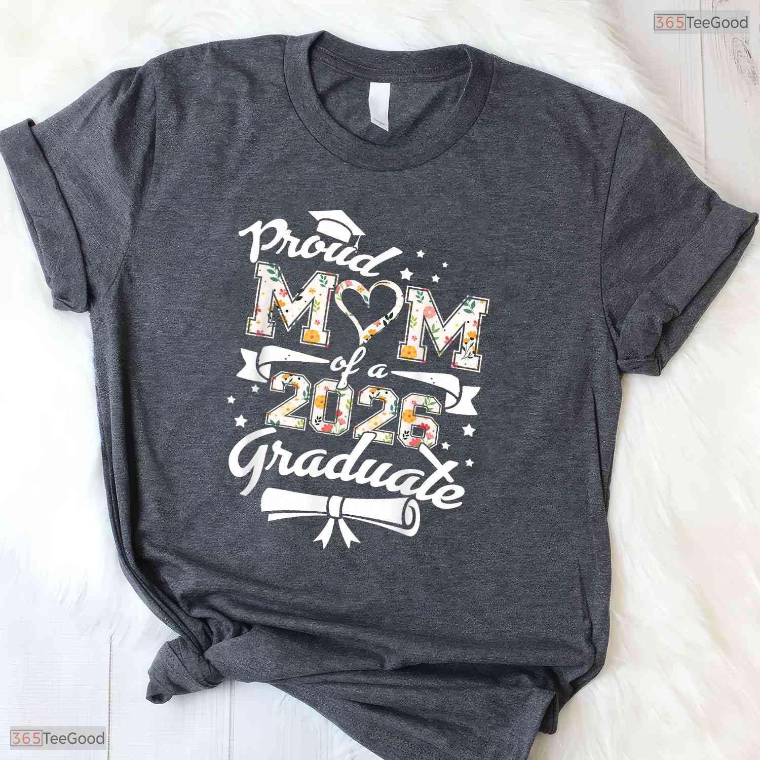 Proud Mom Of A 2026 Graduate High School Senior Matching Family Graduation T-Shirt