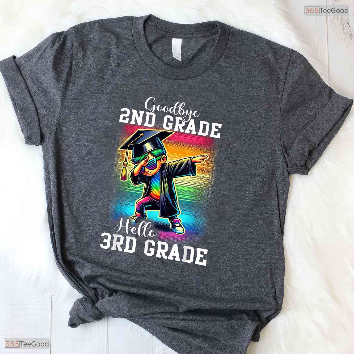 Goodbye 2nd Grade Hello 3rd Grade Dabbing Boy Colorful Last Day Of School T-Shirt