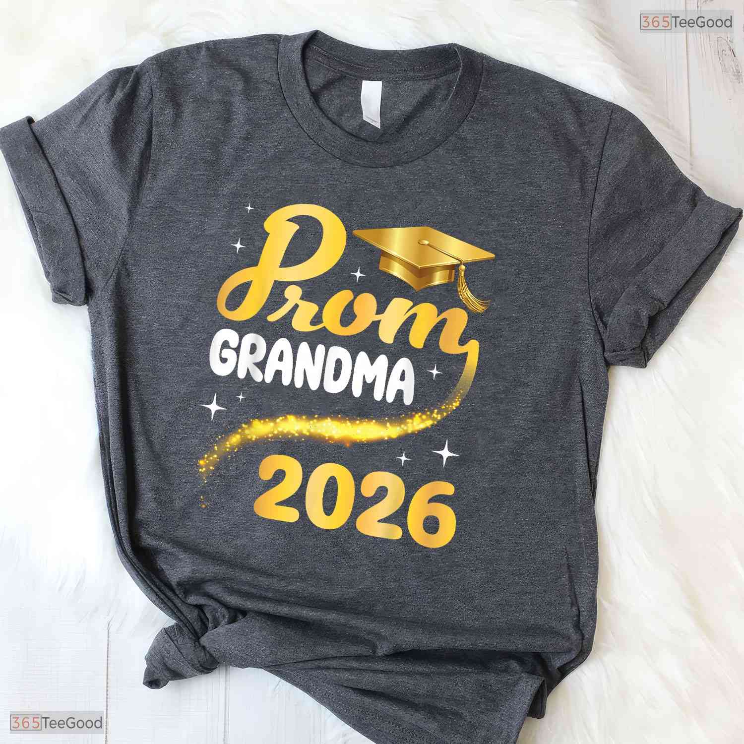 Proud Grandma Of A 2026 Senior Graduate High School Gold Cap Celebration T-Shirt