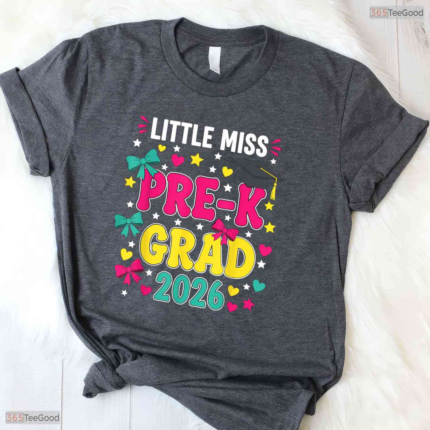 Little Miss Pre-K Grad 2026 Cute Preschool Graduation Apparel For Kids Girls Shirt