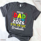 Funny Proud Dad Of A Class Of 2026 5th Grade Graduate Elementary Ceremony T-Shirt