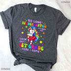 Cute Unicorn Kindergarten Graduation 2026 Hello First Grade Girls Ceremony T-Shirt