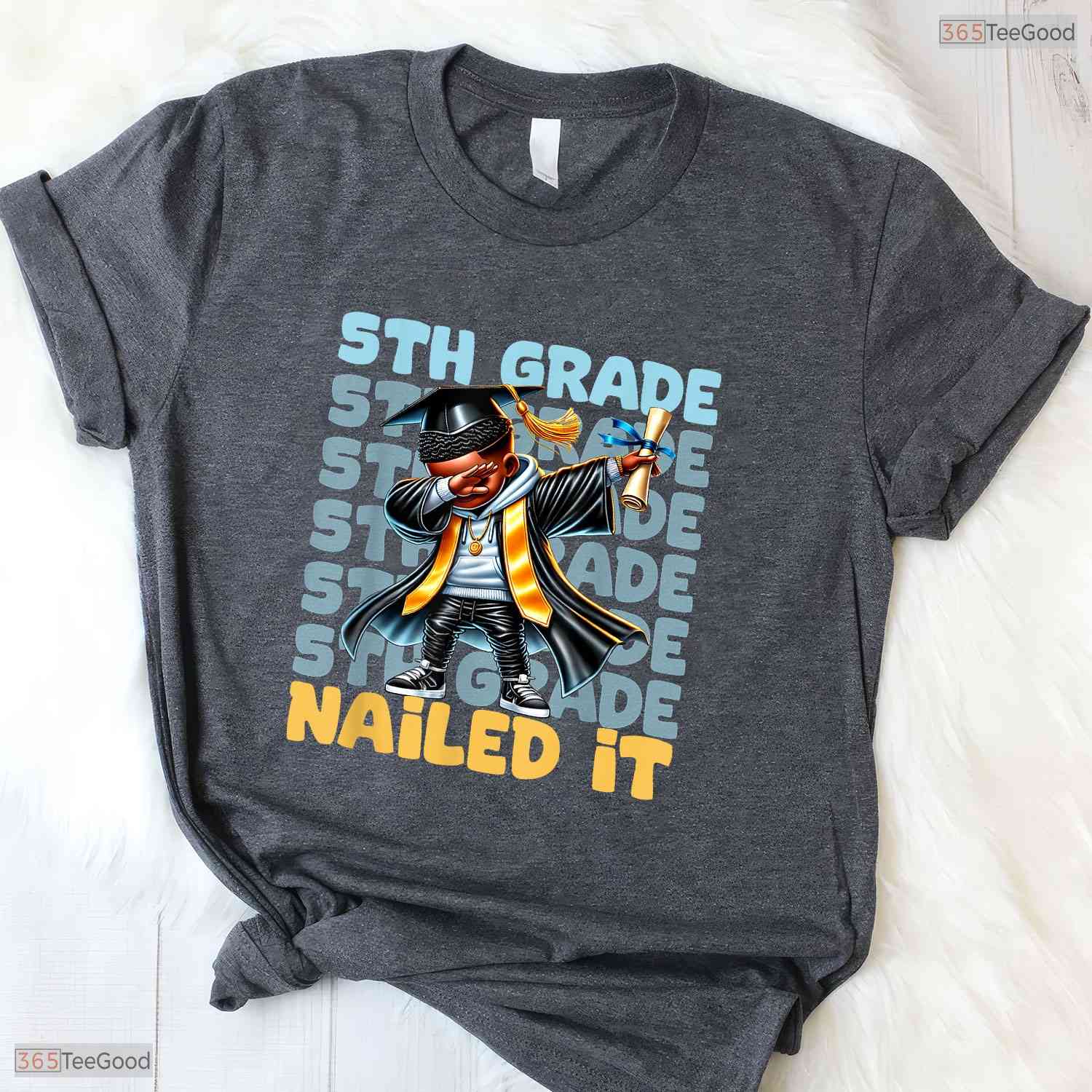 Dabbing Boy 5th Grade Nailed It Class Of 2025 Elementary Graduation T-Shirt
