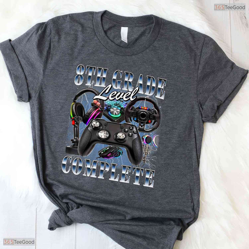 8th Grade Level Complete Funny Video Gamer Eighth Grader Graduation T-Shirt