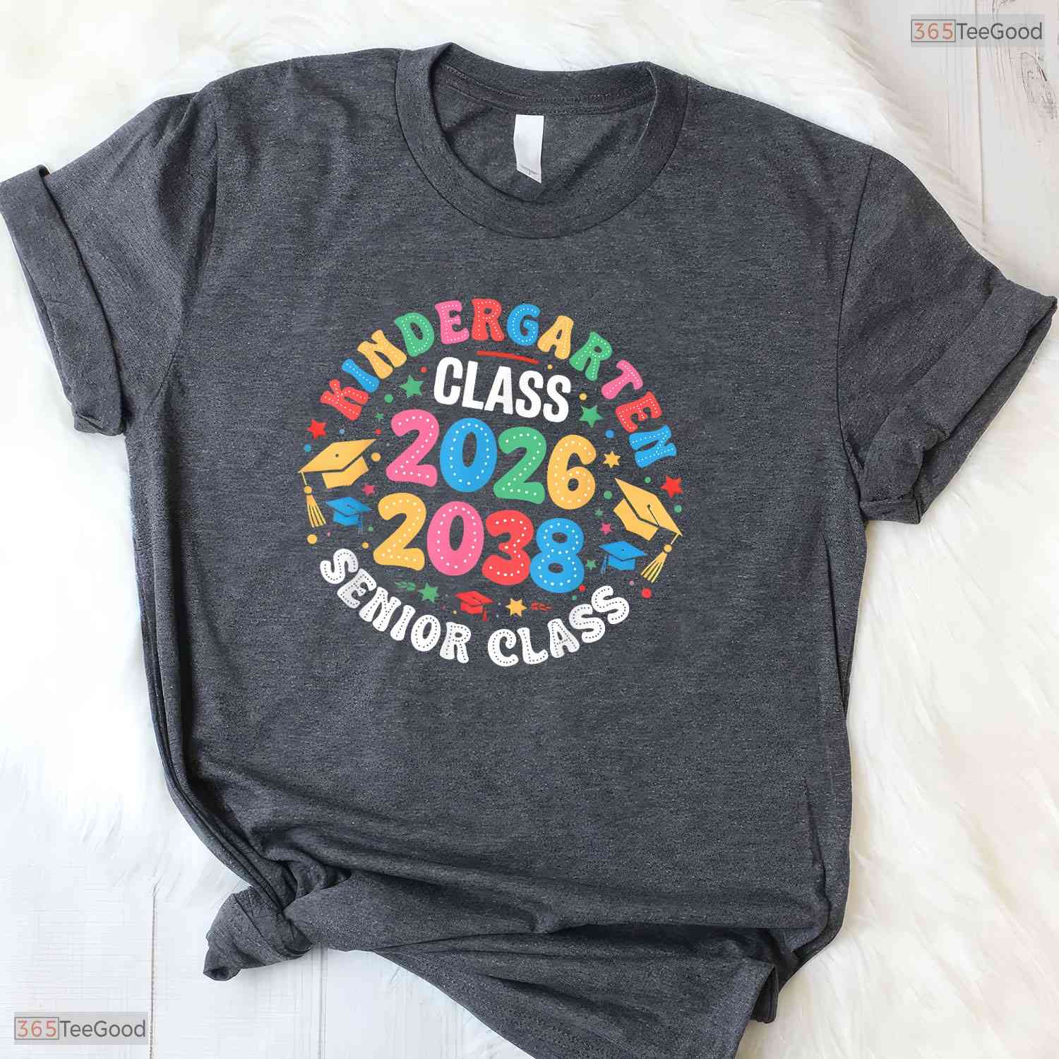 Kindergarten Graduation Class Of 2026 Grow With Me Senior 2038 Kids T-Shirt