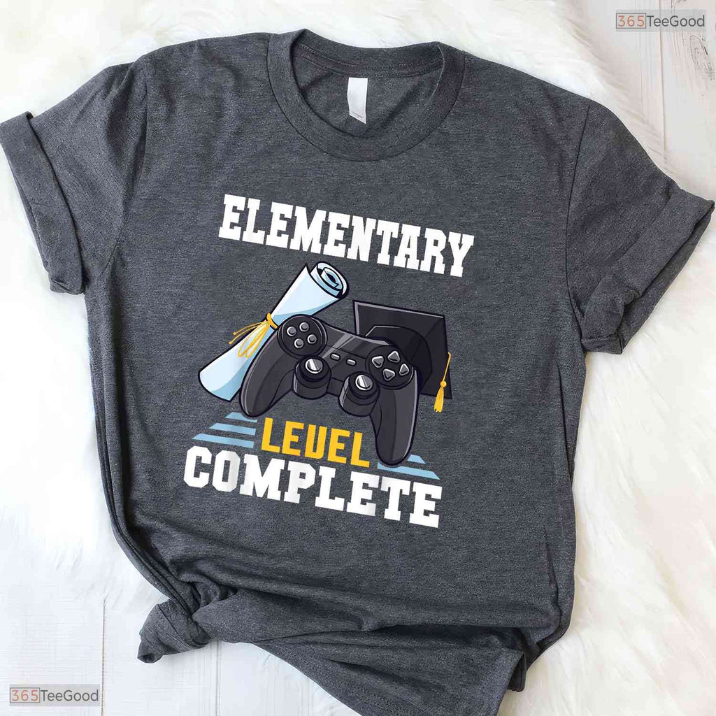 Elementary Level Complete Class Of 2025 Retro Gamer Kids Graduation T-Shirt