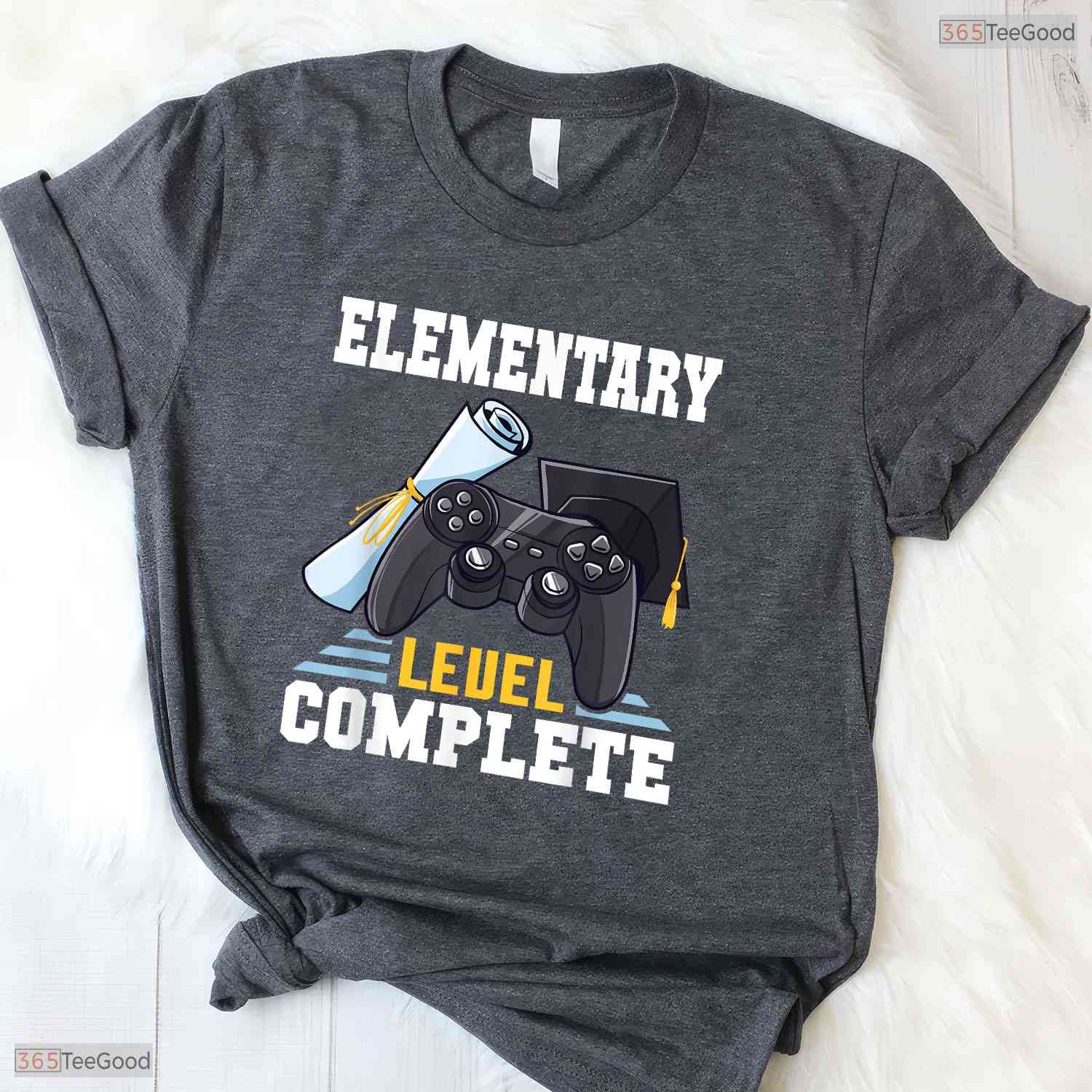 Elementary Level Complete Class Of 2025 Retro Gamer Kids Graduation T-Shirt