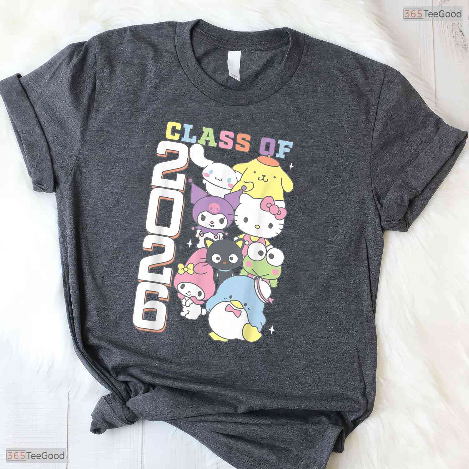 Cute Kawaii Kitty And Friends Class Of 2026 Colorful Graduation Celebration Shirt
