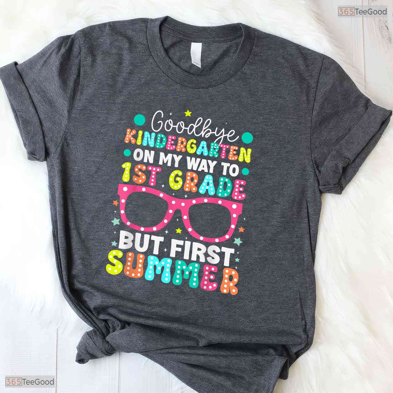 Goodbye Kindergarten Hello 1st Grade First Summer Break Kids Graduation T-Shirt