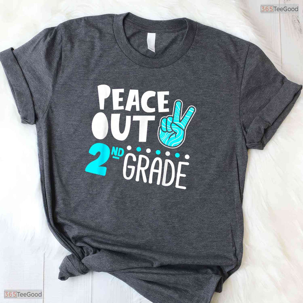 Peace Out 2nd Grade Graduation Funny Last Day Of School 2026 Kids Party Shirt