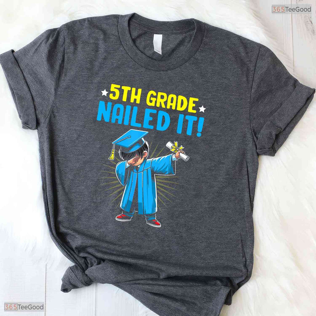 Funny Dabbing Boy 5th Grade Nailed It Elementary School Youth Graduation Shirt