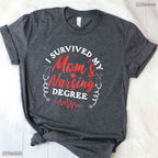 I Survived My Moms Nursing Degree Funny Nursing School Kids Graduation T-Shirt