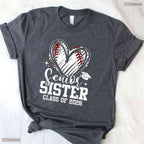 Senior Sister Class Of 2026 Baseball Heart Sports Family Graduation T-Shirt