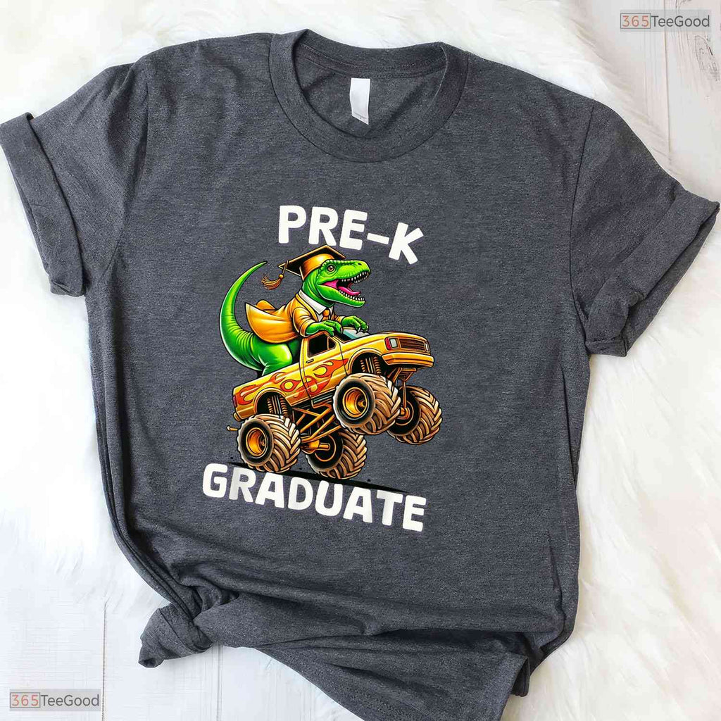 Pre-K Graduation Monster Truck Dinosaur Boys Kids Moving Up Ceremony Shirt
