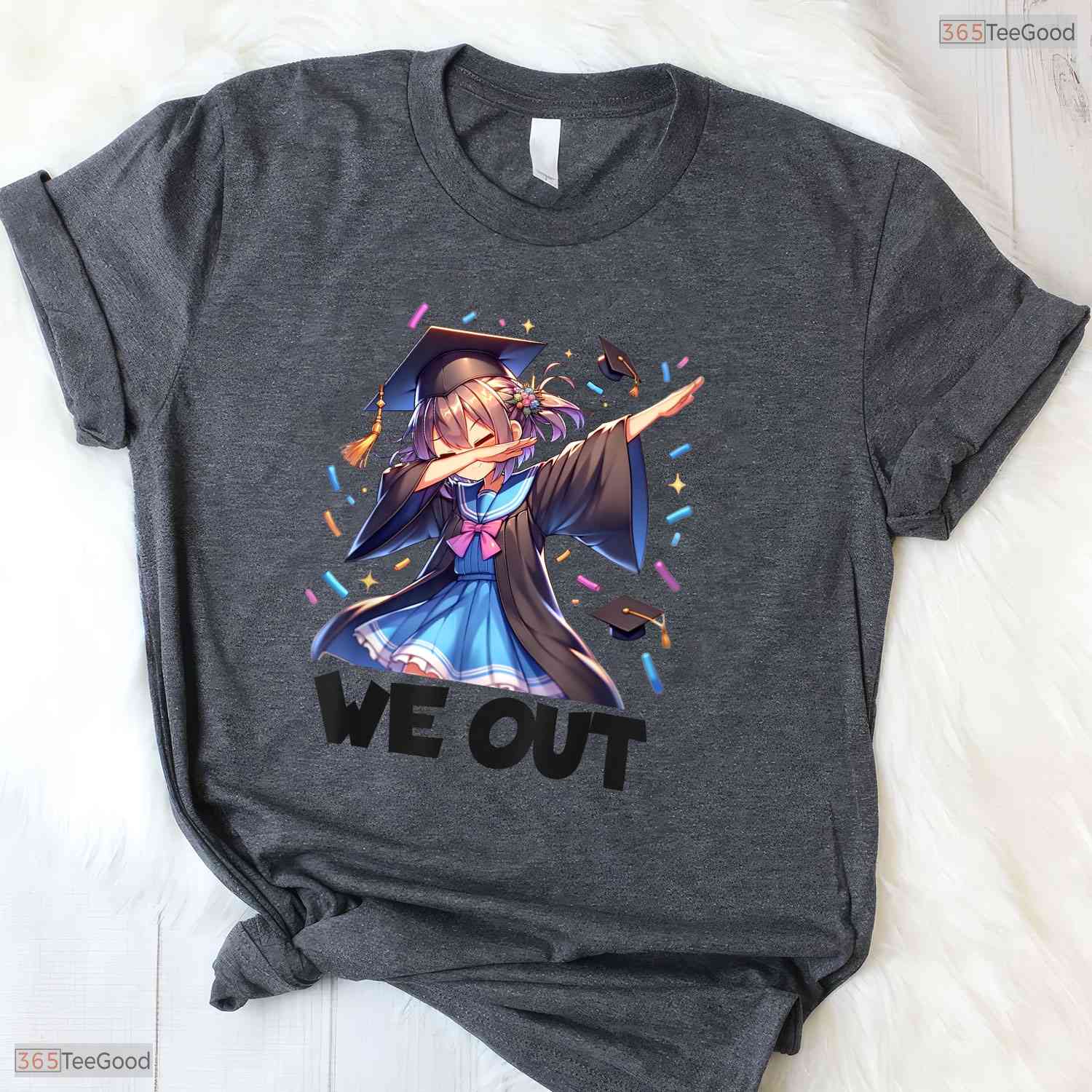 We Out Dabbing Anime Girl Graduate Funny High School Graduation Party Shirt
