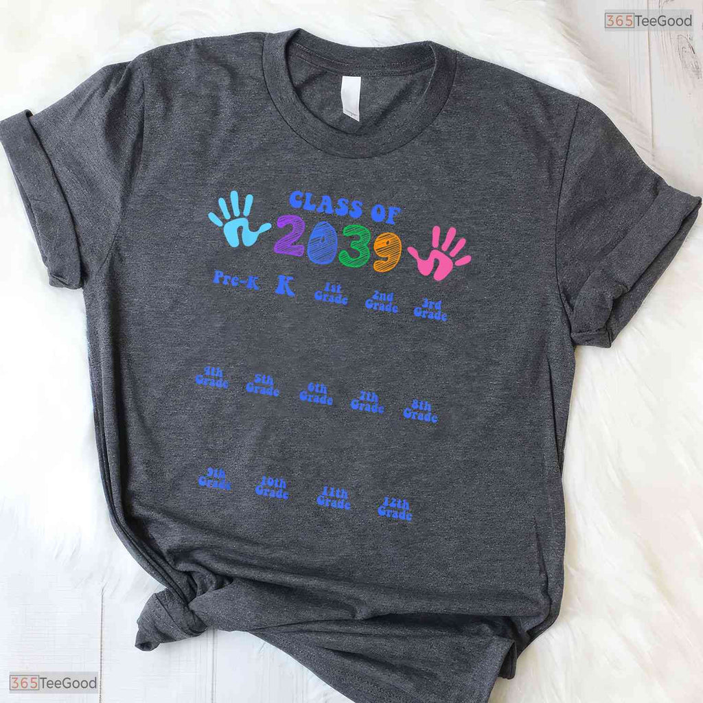 Class Of 2039 Handprint For Grades Kindergarten To 12th Graduation T-Shirt