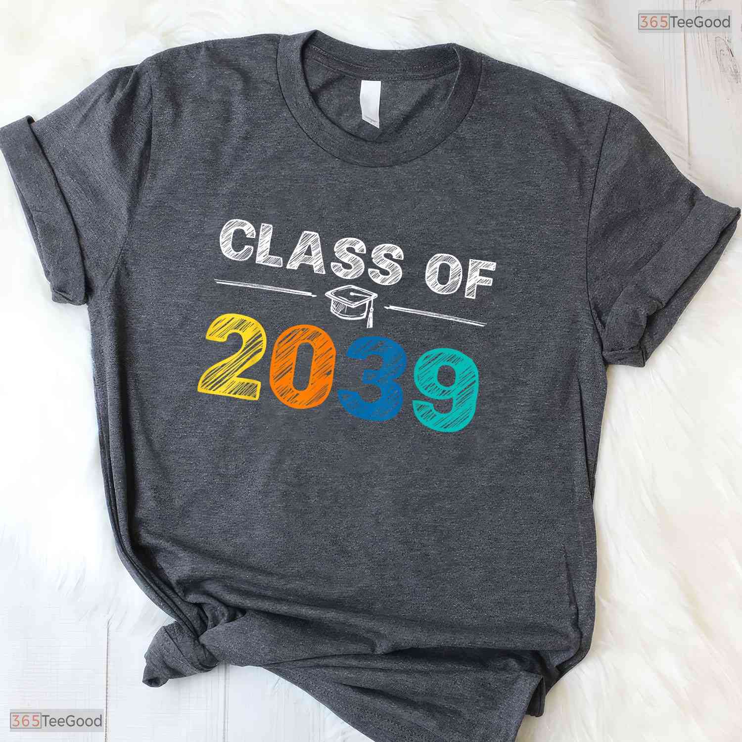 Class Of 2039 Grow With Me First Day Of School Oversized Youth Graduation Shirt