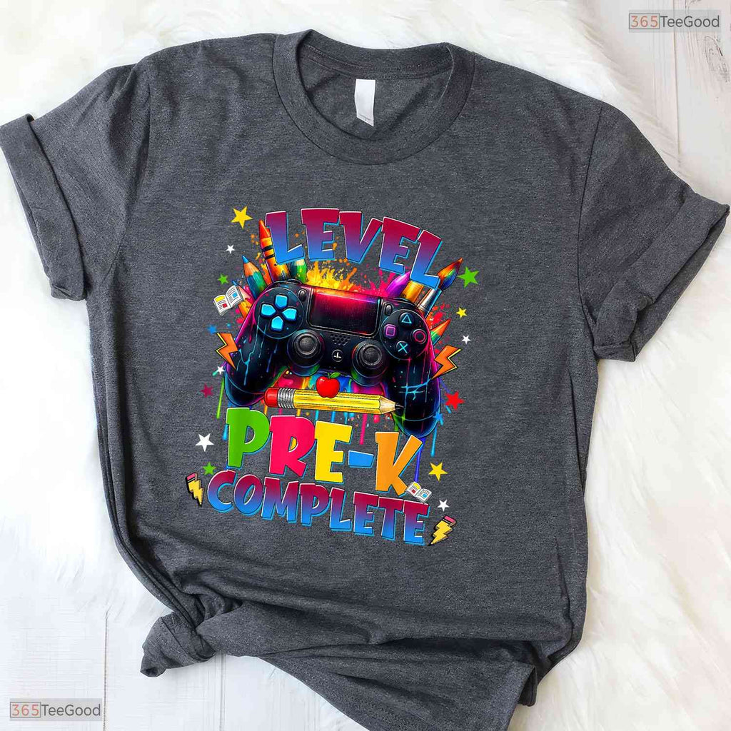 Level Pre K Grade Complete Funny Gaming Graduation Last Day Of School Boys T-Shirt