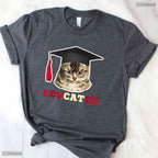 Educated Cat In Graduation Cap Funny High School College Graduate Gag T-Shirt