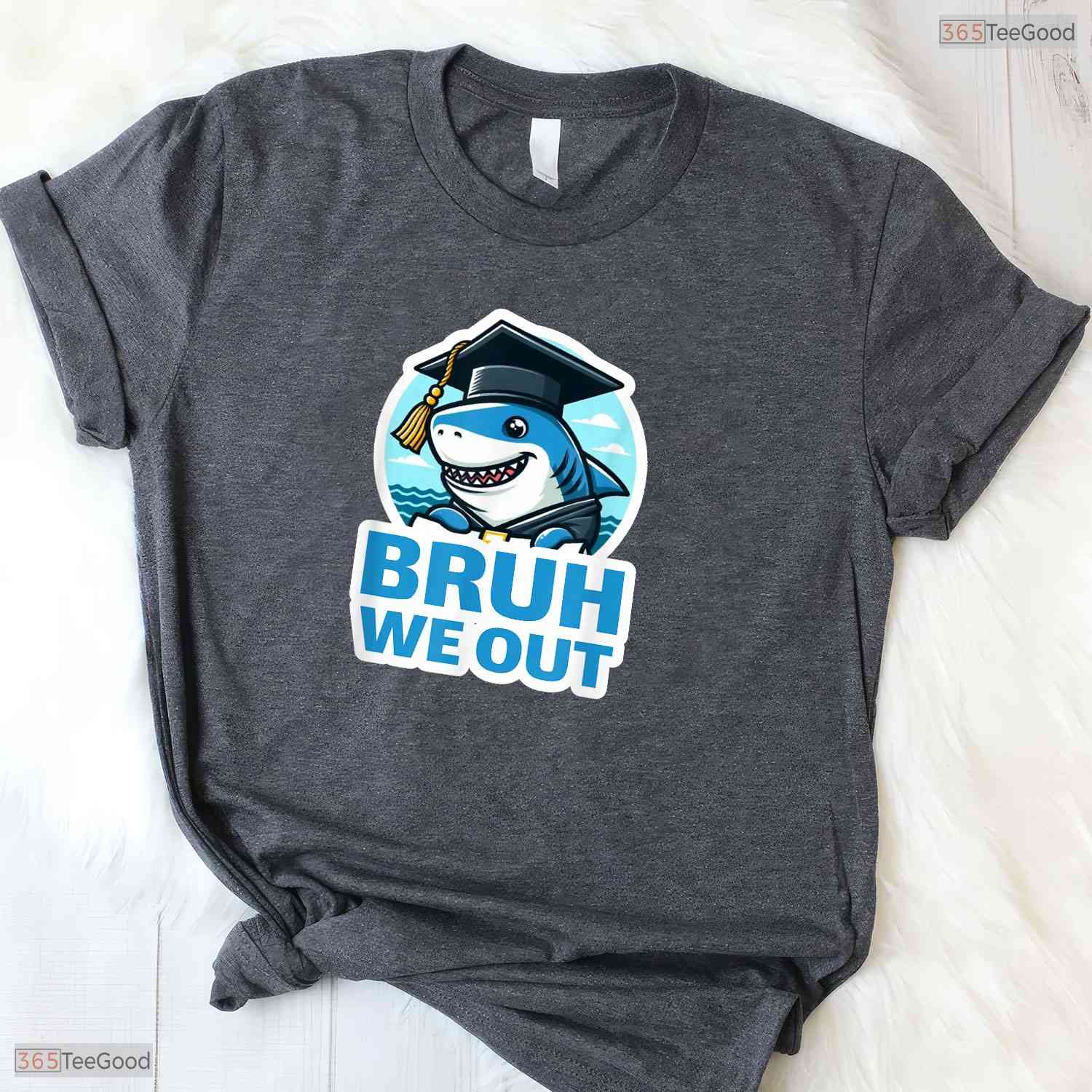 Bruh We Out Funny Shark Graduation Class Of 2026 Youth Elementary School T-Shirt