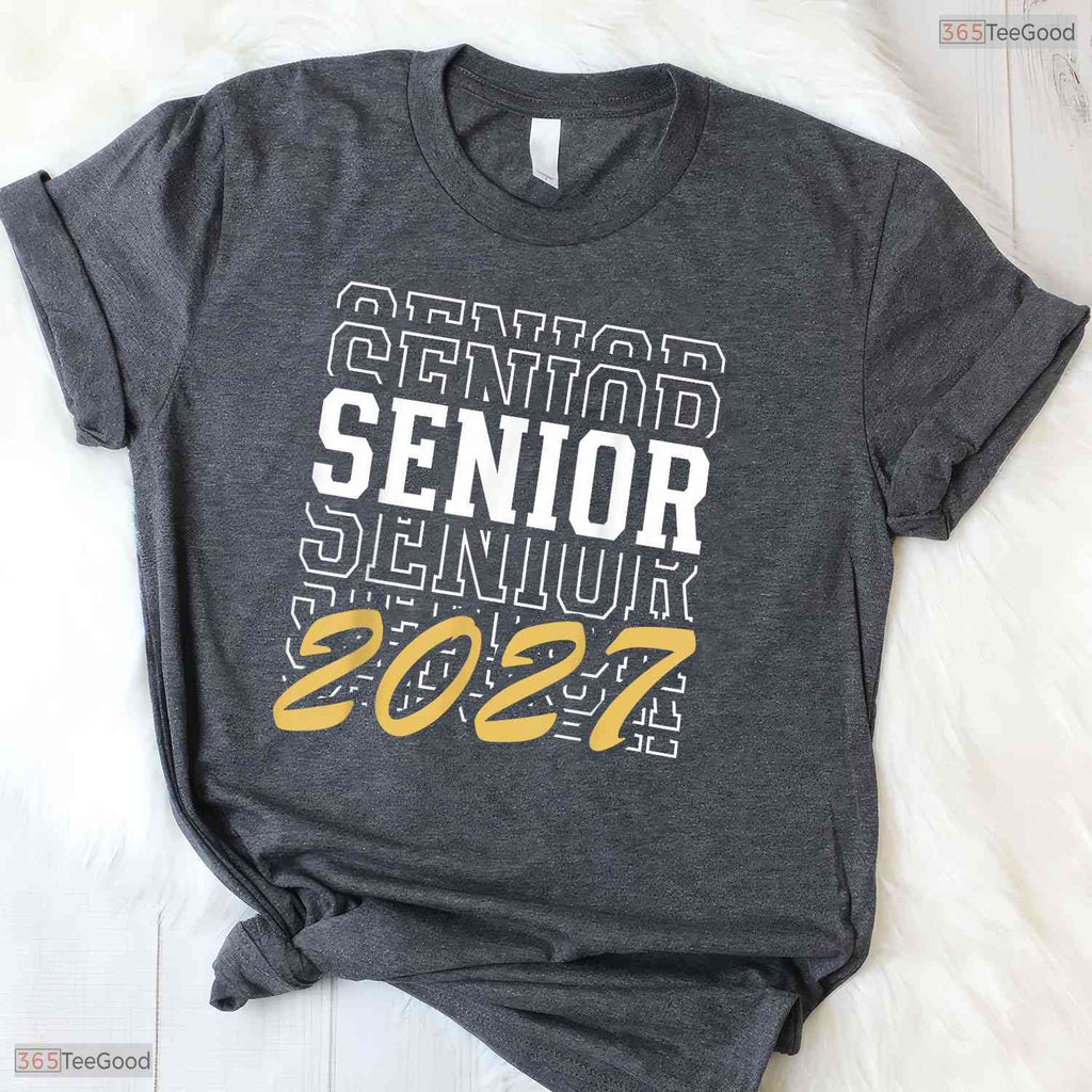 Senior Class Of 2027 Striped Graduate Student High School Celebration Apparel T-Shirt