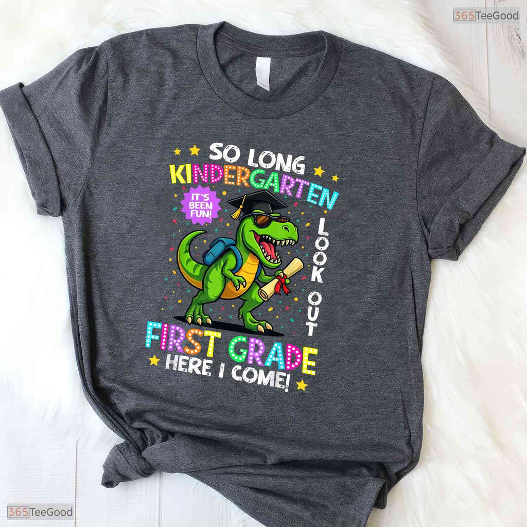 Cute So Long Kindergarten Graduation Class 2026 Dinosaur Kids Boy Celebration Shirt
