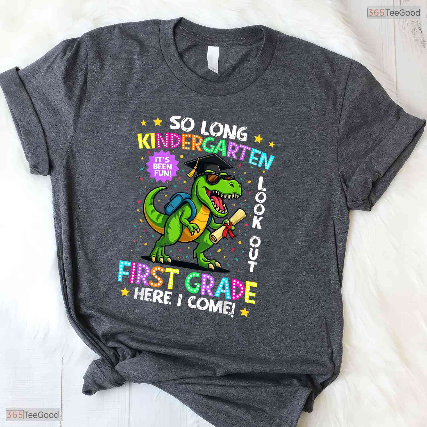 Cute So Long Kindergarten Graduation Class 2026 Dinosaur Kids Boy Celebration Shirt