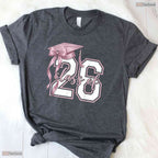 Minimalist Coquette Bow Class Of 2026 Senior Year Graduation Celebration T-Shirt