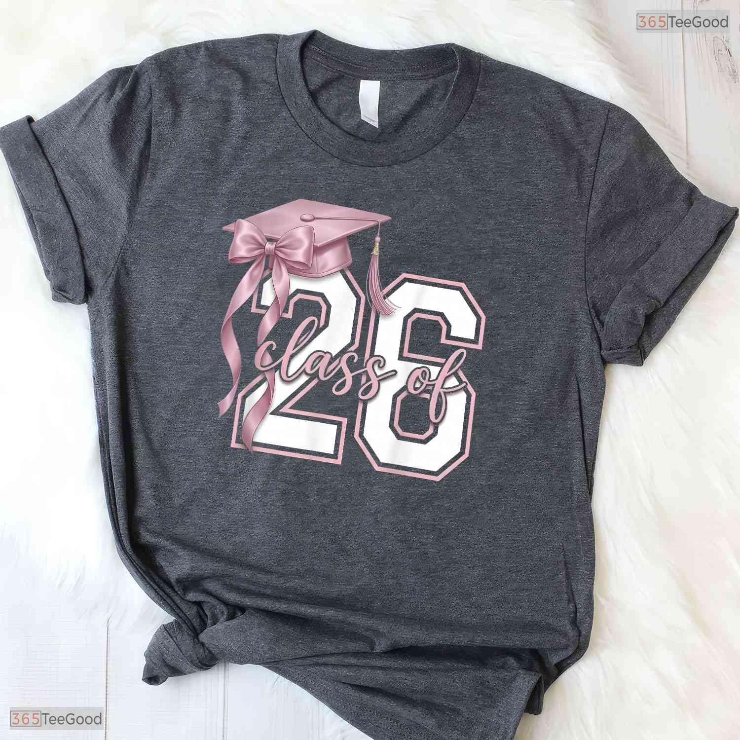 Minimalist Coquette Bow Class Of 2026 Senior Year Graduation Celebration T-Shirt
